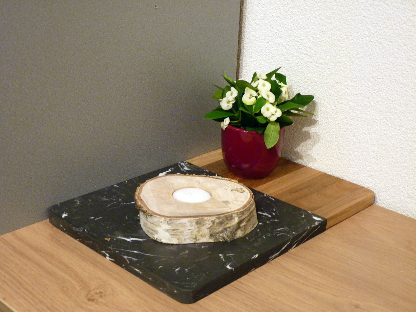 Set of 6 wooden birch tea lights 10-12 cm