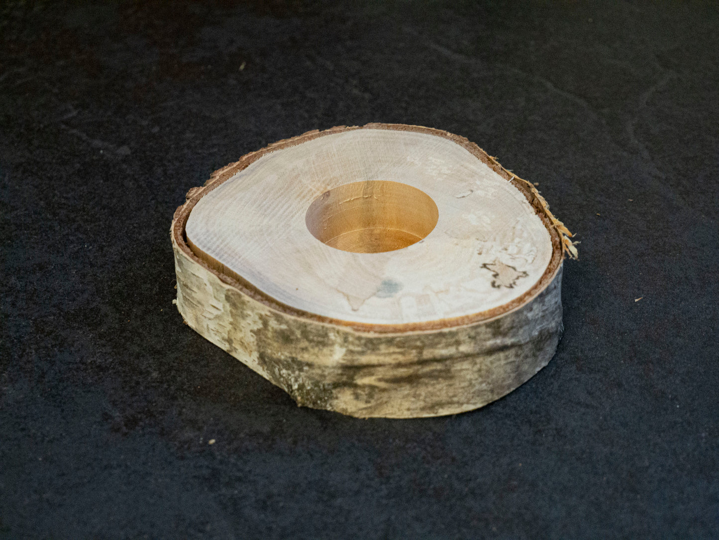 Set of 6 wooden birch tea lights 10-12 cm