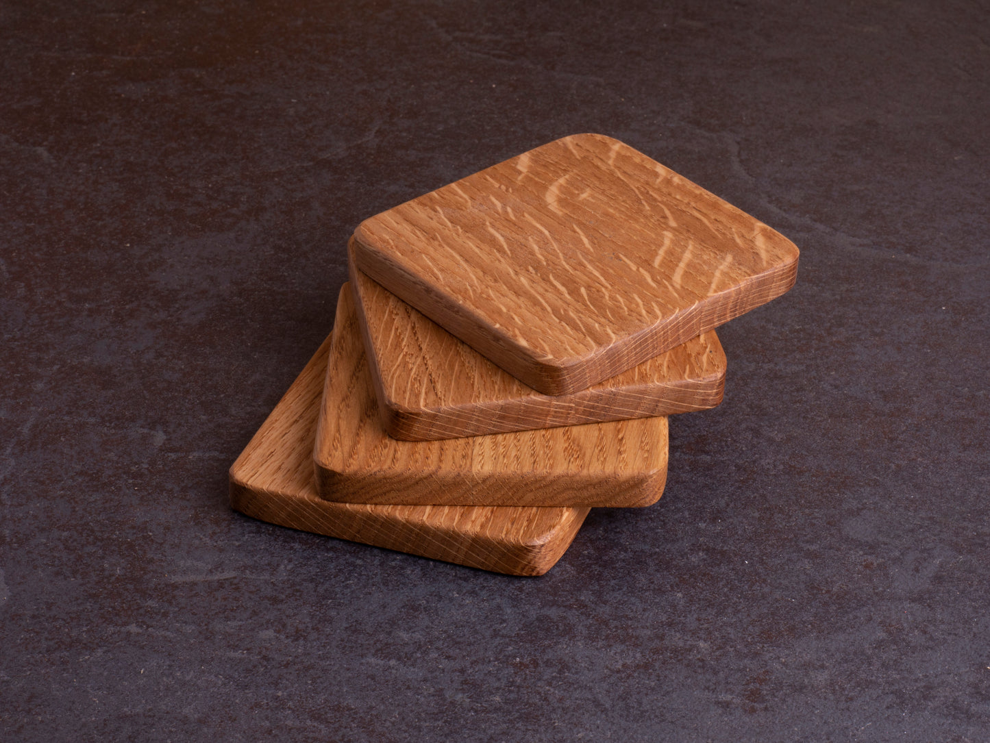 Set of 4 oak coasters