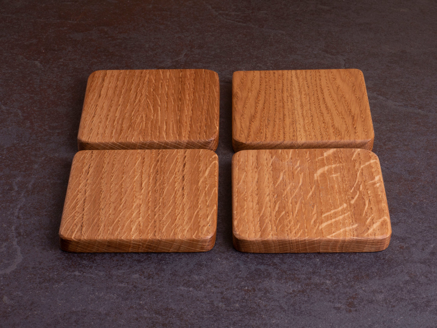 Set of 4 oak coasters