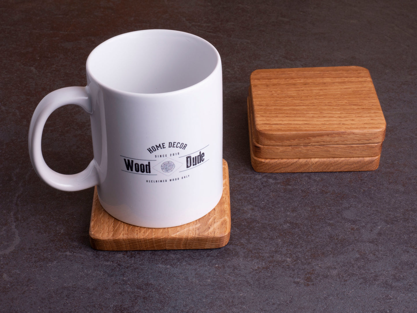 Set of 4 oak coasters