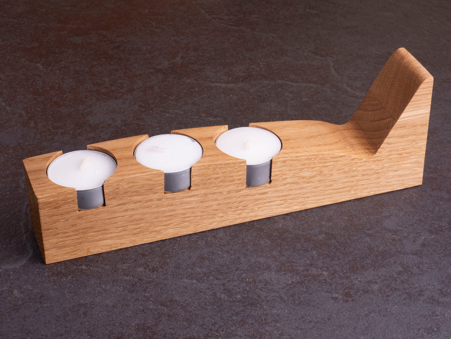 Oak tea light, rustic candlestick