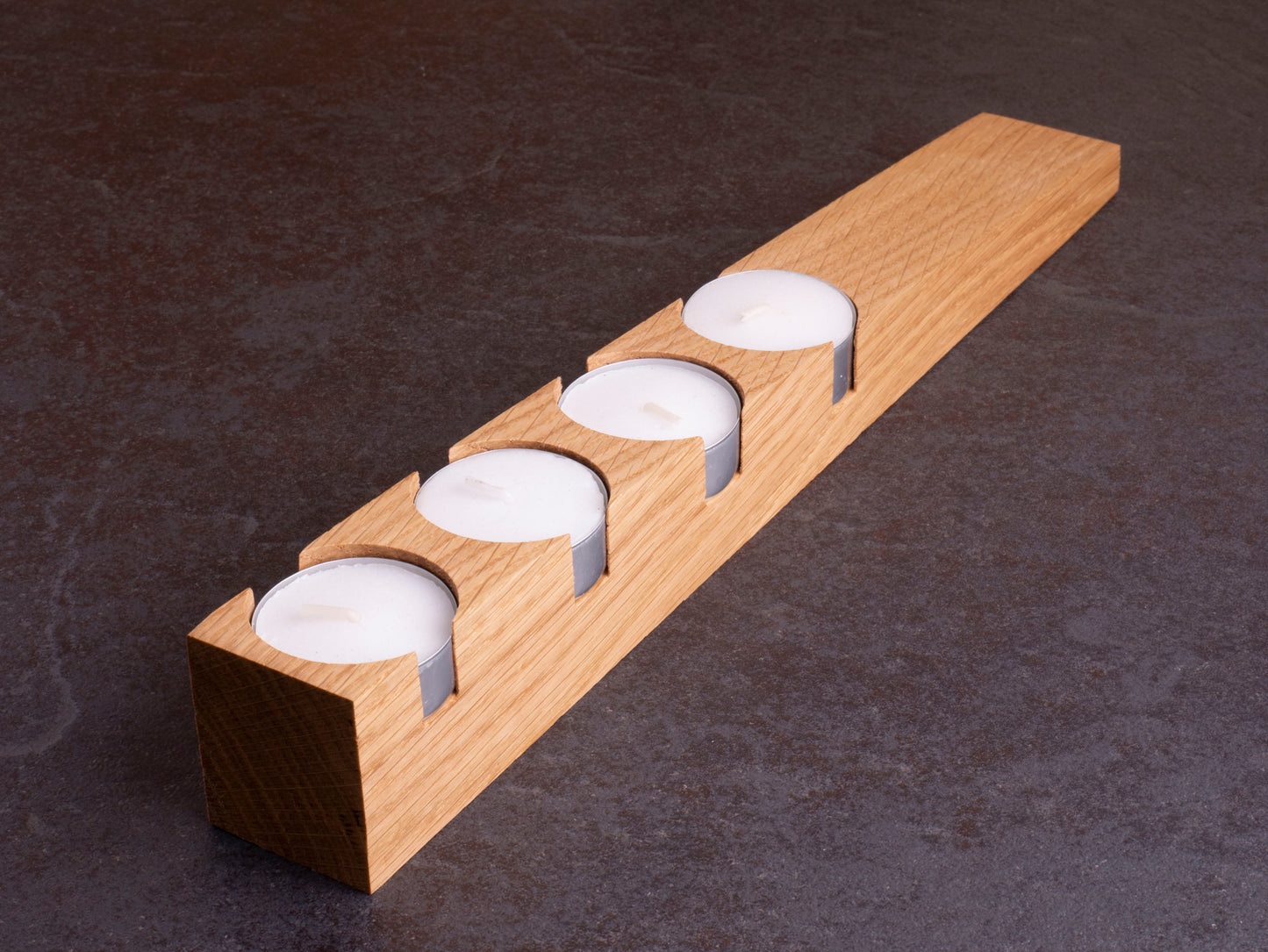 Oak tea light, rustic candlestick