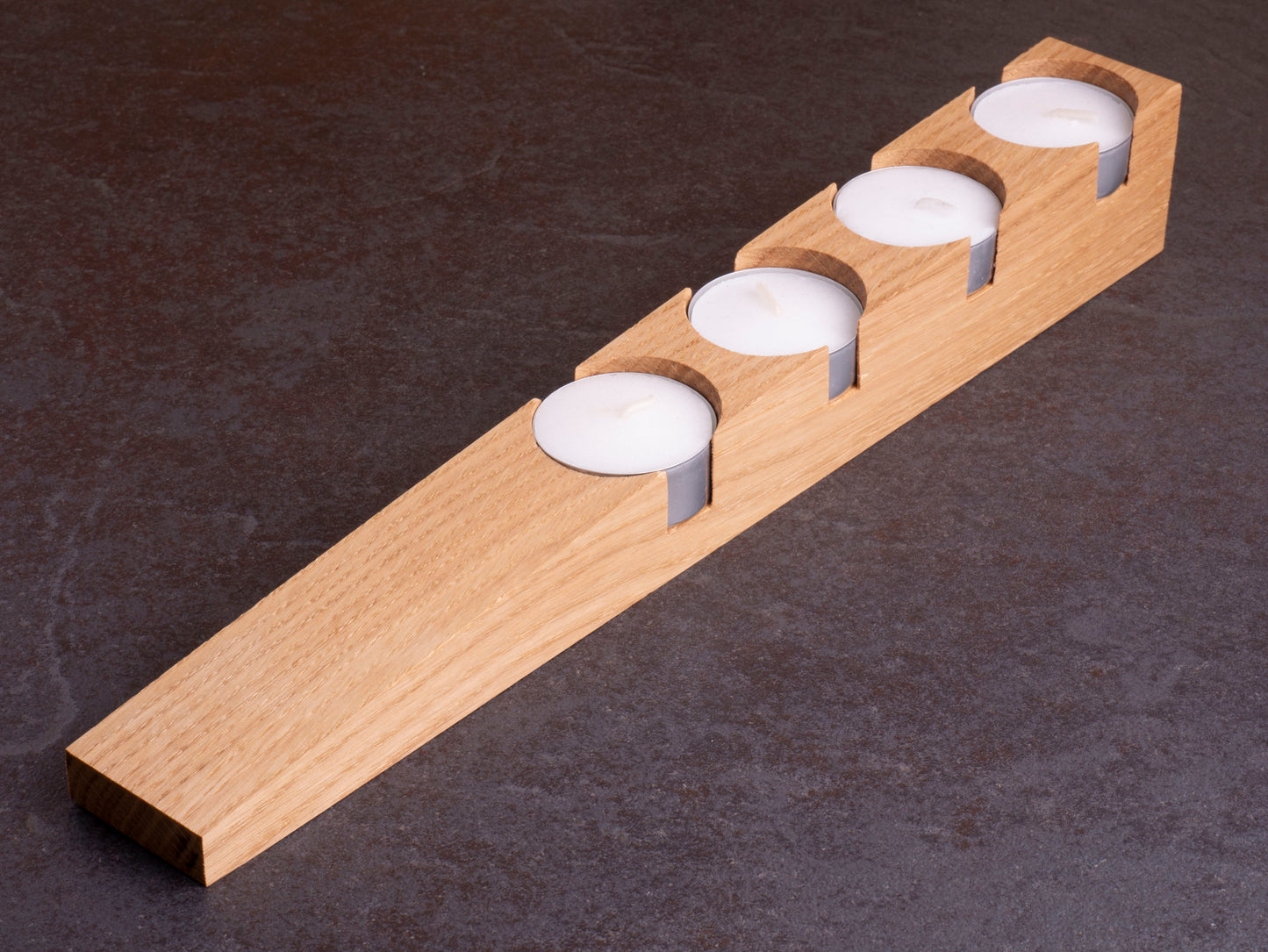 Oak tea light, rustic candlestick