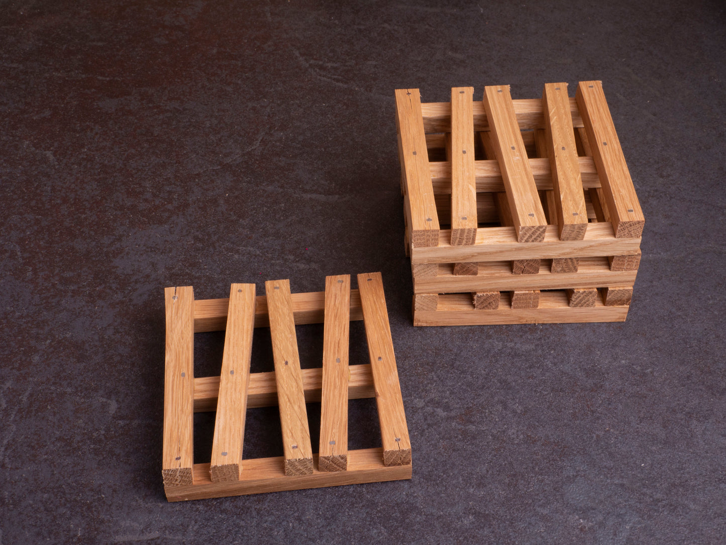 Eiken Onderzetters in de Vorm van Pallets (Set van 4)