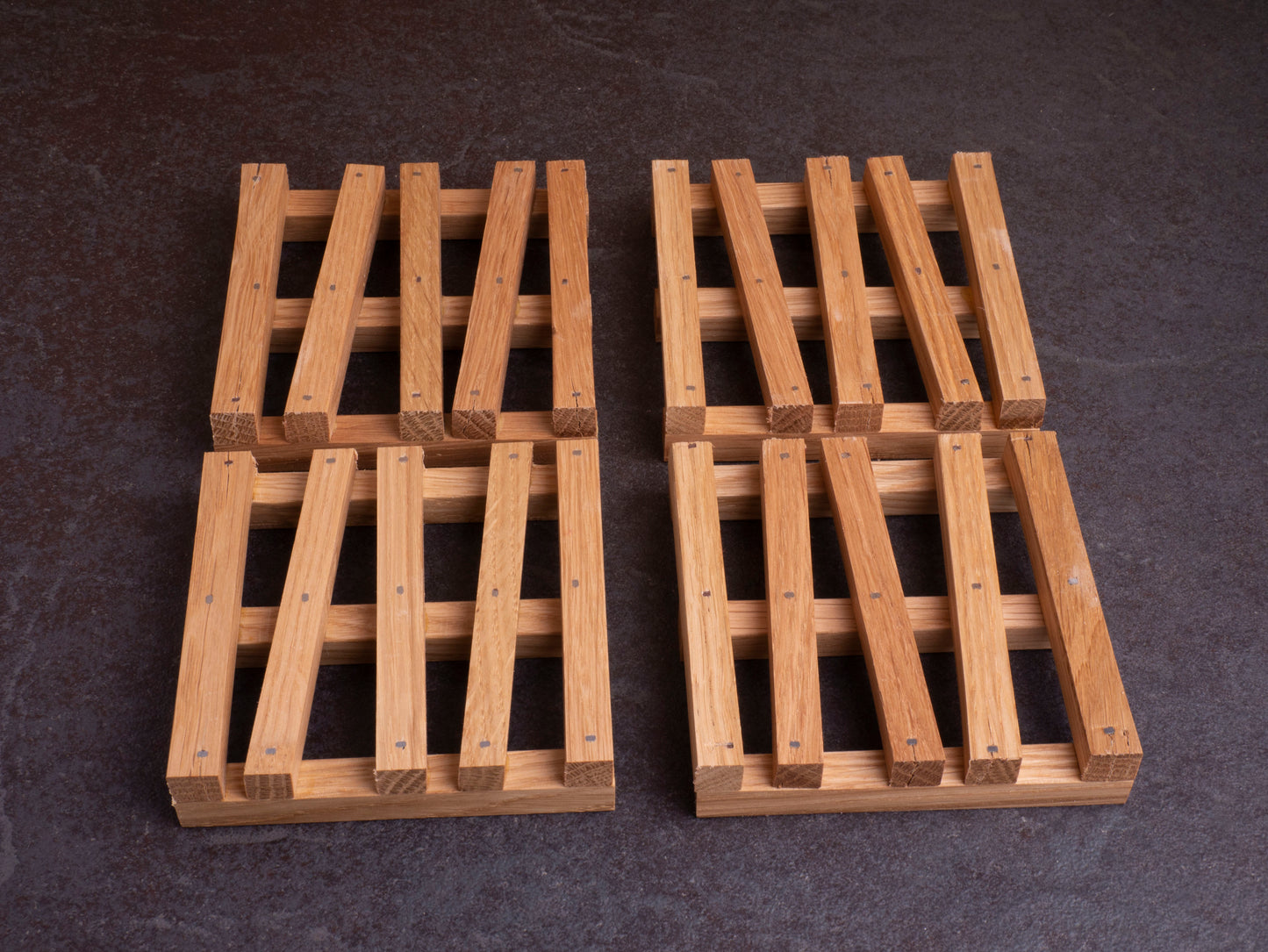 Eiken Onderzetters in de Vorm van Pallets (Set van 4)