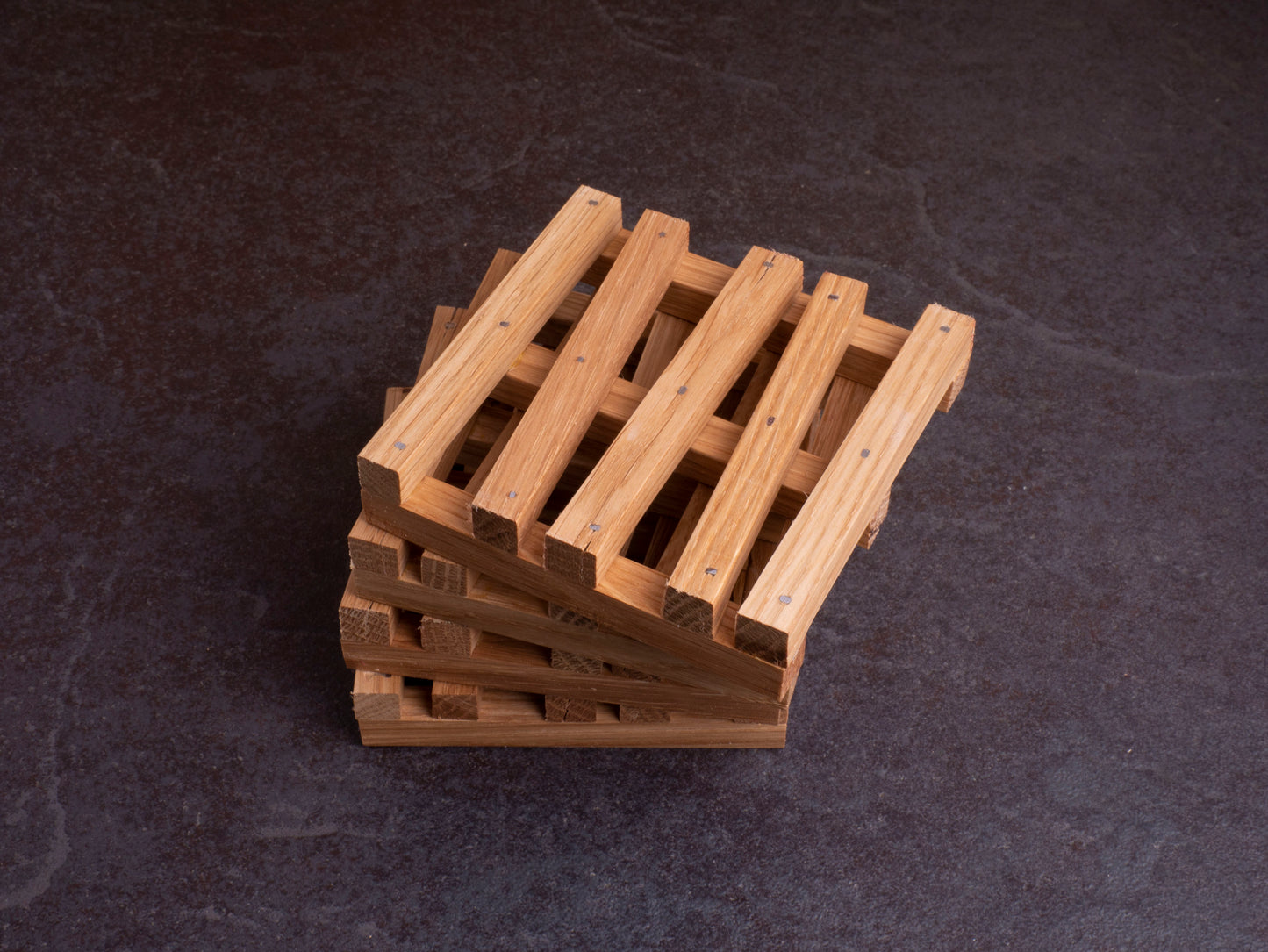 Eiken Onderzetters in de Vorm van Pallets (Set van 4)