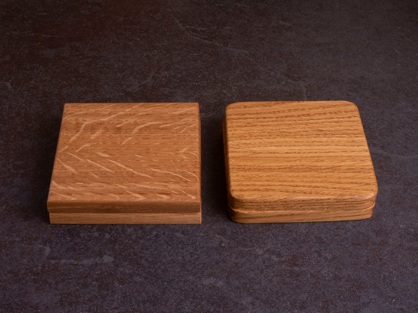 Set of 4 oak coasters