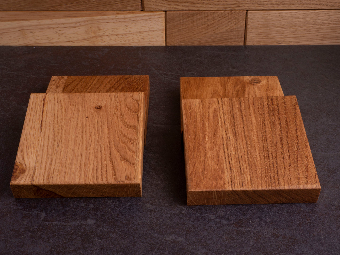 Set van 4 extra dikke eiken onderzetters coasters