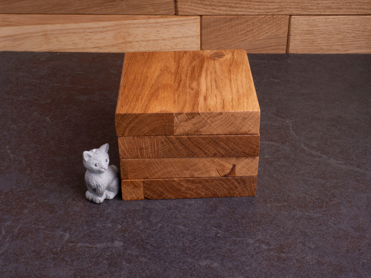 Set van 4 extra dikke eiken onderzetters coasters