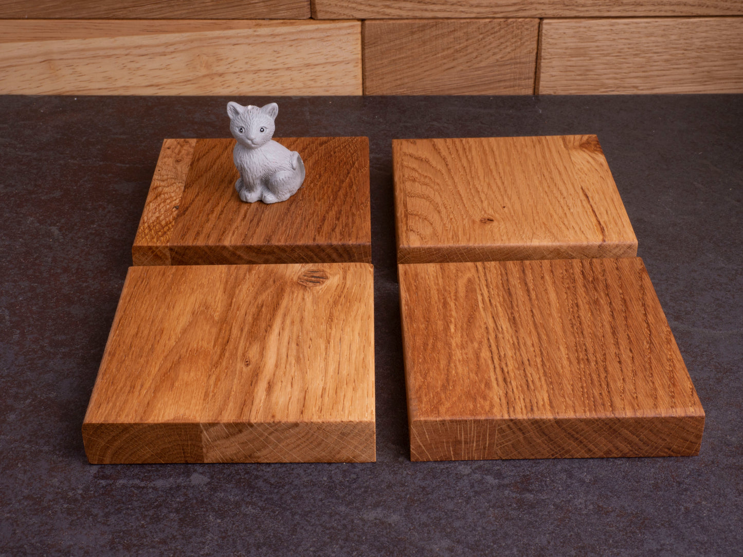 Set van 4 extra dikke eiken onderzetters coasters