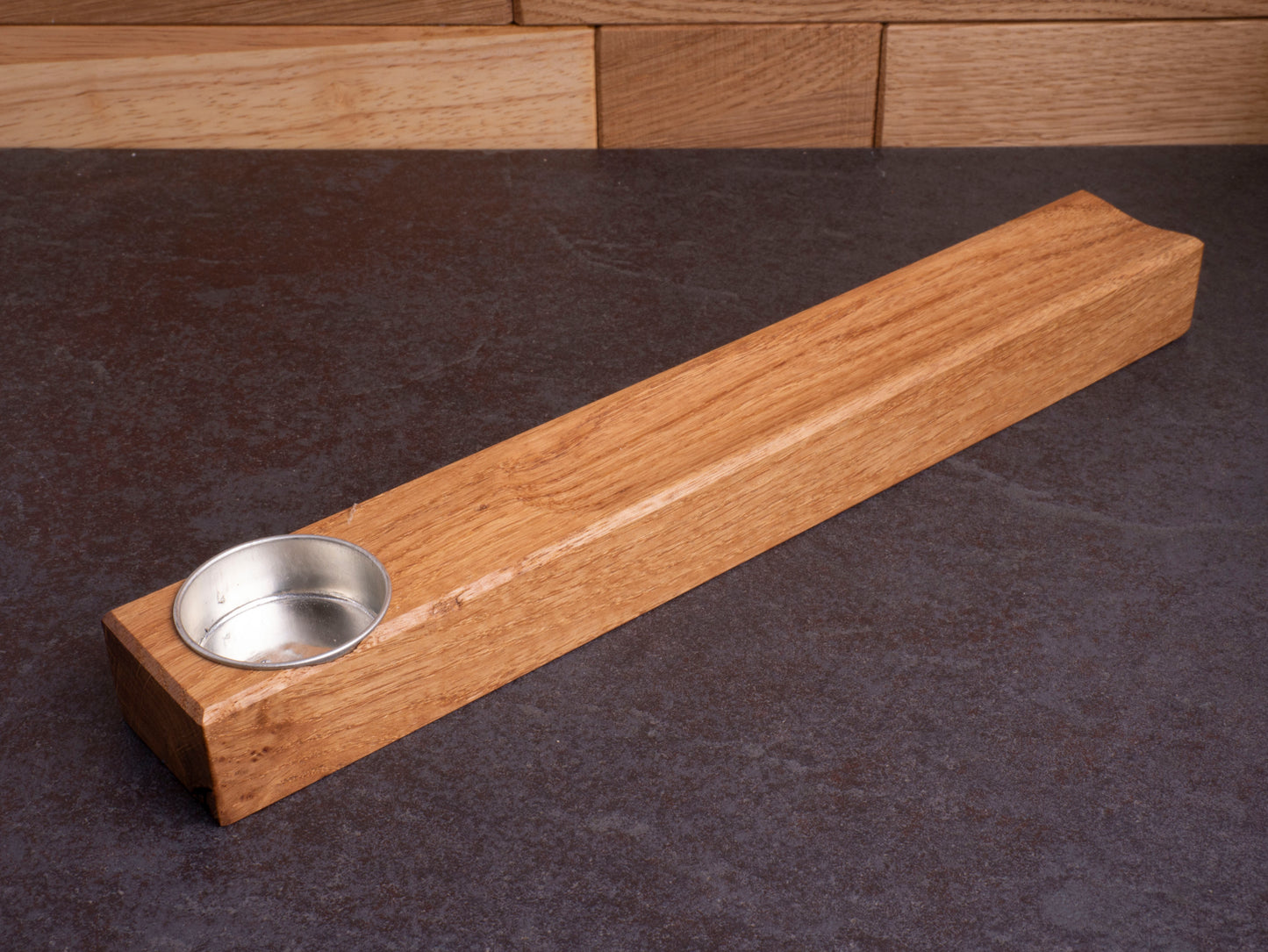Eiken wierookhouder met theelicht
